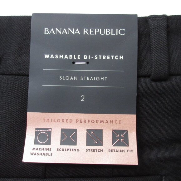NWT Banana Republic Sloan Straight in Black Washable Bi-Stretch Pants 2 - Picture 5 of 6